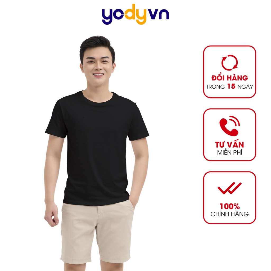 Áo thun nam YODY, áo phông cổ tròn trơn màu chất cotton mềm mại, hút mồ hôi, có áo gia đình TSM5289