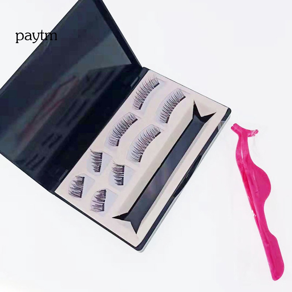 PM 8Pcs Magnetic Silk Fiber False Eyelashes Natural Thick Long Lashes Extensions