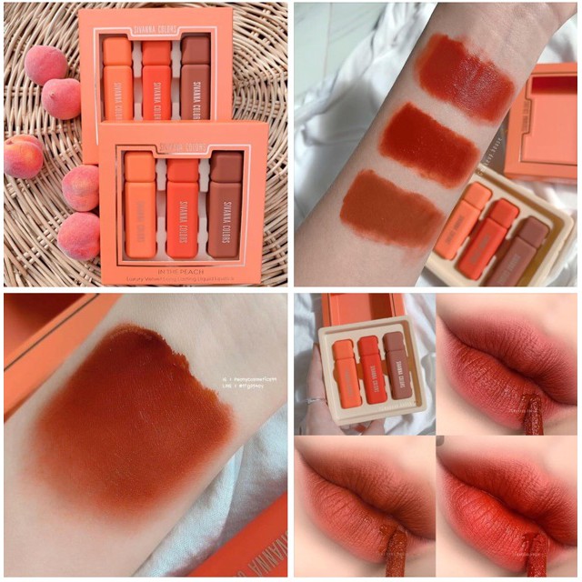 Set 3 Thỏi Son Kem Lì Sivanna Siêu Chất - Đỏ Nâu, Cam Đỏ Trầm, Nâu Chocolate