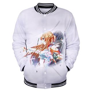 Áo Khoác Bóng Chày Tay Dài In Họa Tiết Anime Sword Art Online 3d Độc Đáo