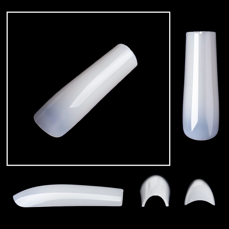 Set 500 Đầu Móng Tay Giả XXL Dạng Nhấn Dài Trong Suốt Tự Nhiên