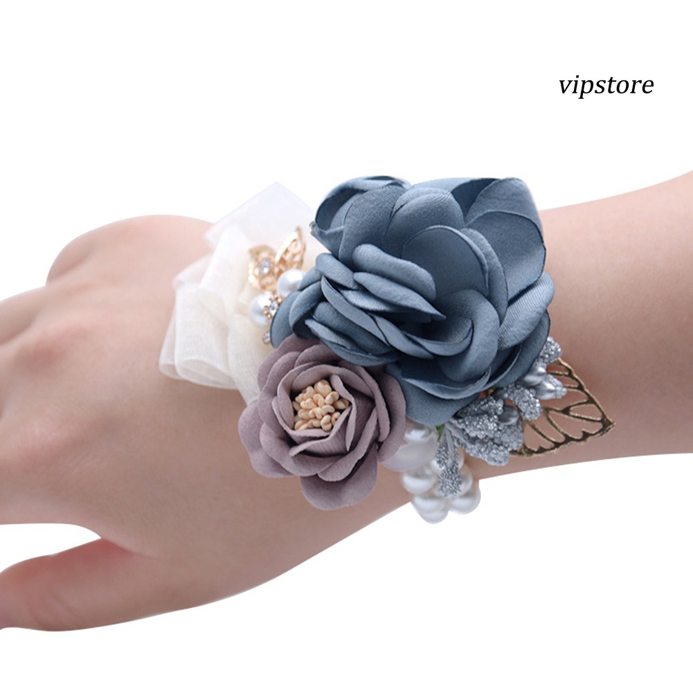 Vòng Tay Hoa Đính Ngọc Trai Giả Thanh Lịch Cho Cô Dâu