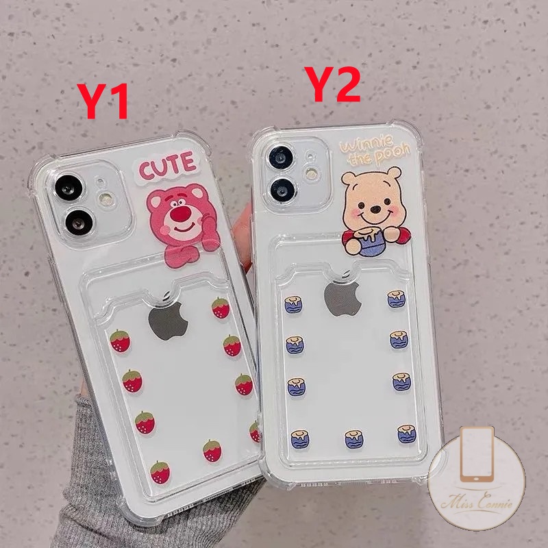Ốp Điện Thoại TPU Dẻo Họa Tiết Gấu Winnie the Pooh Kèm Ngăn Đựng Thẻ Cho iPhone 7 8 6s Plus 11 12 Pro Max 13 14 Pro Max XS Max X XR