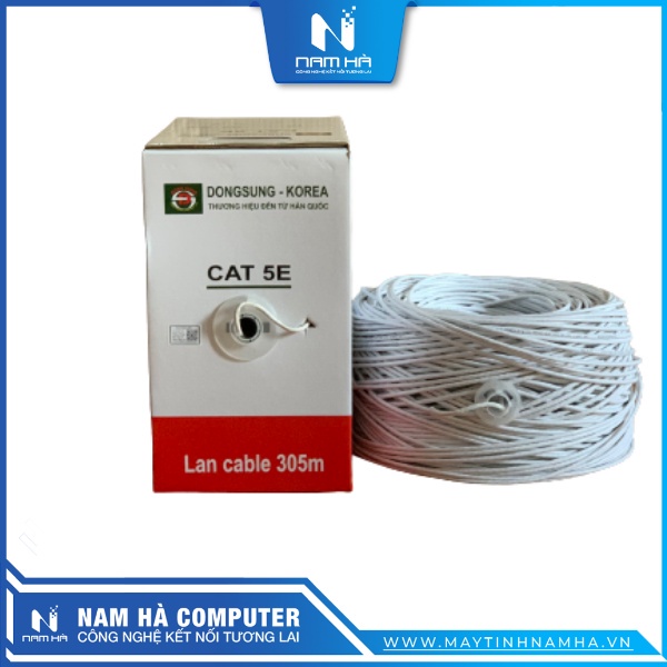 Dây Mạng cat5e DONGSUNG Lõi Đồng Nguyên Chất 0.42mm Truyền Dẫn Tốc Độ Gigabit Cuộn 305M