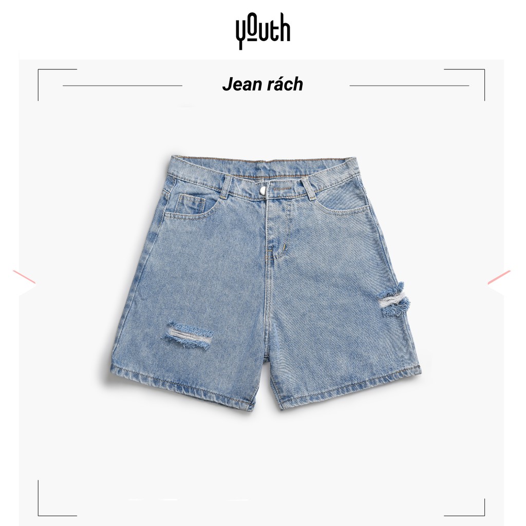 Quần short jean rách nữ YOUTH chất bò xịn phong cách Hàn Quốc - QB6