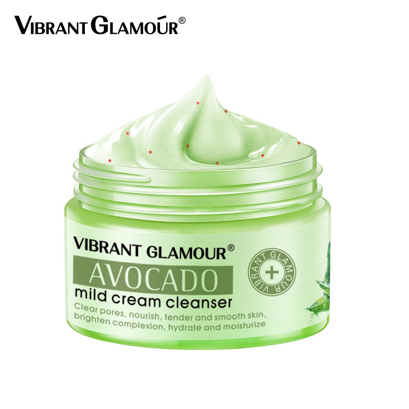 Sữa rửa mặt bơ dịu nhẹ Vibrant Glamour tẩy mụn đầu đen thu nhỏ lỗ chân lông giảm mụn trứng cá làm sạch sâu dưỡng ẩm 100g