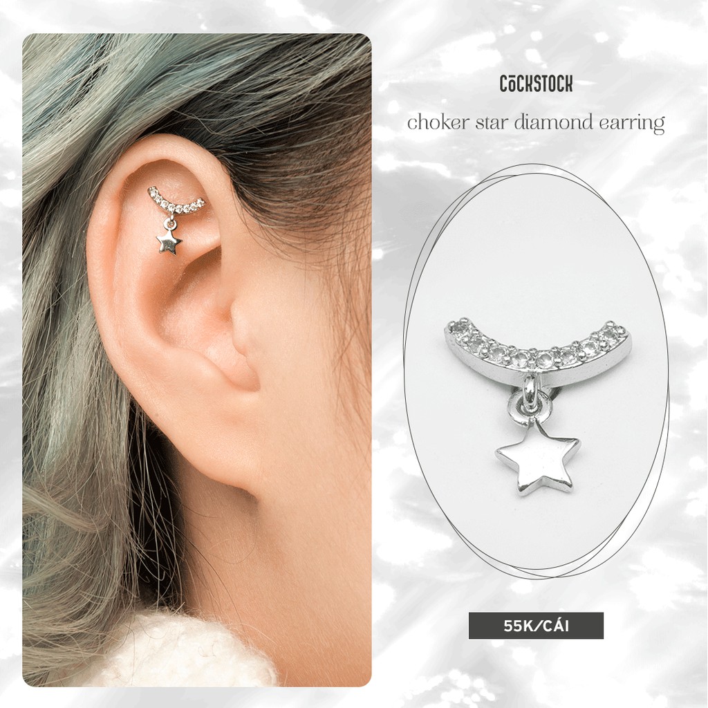 Khuyên tai vòng đá sao thả (Chocker Star)