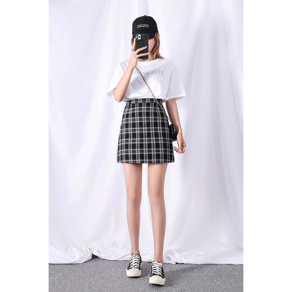 Chân Váy Chữ A Họa Tiết Ca Rô Phong Cách Hàn Quốc Thanh Lịch Dành Cho Nữ | BigBuy360 - bigbuy360.vn