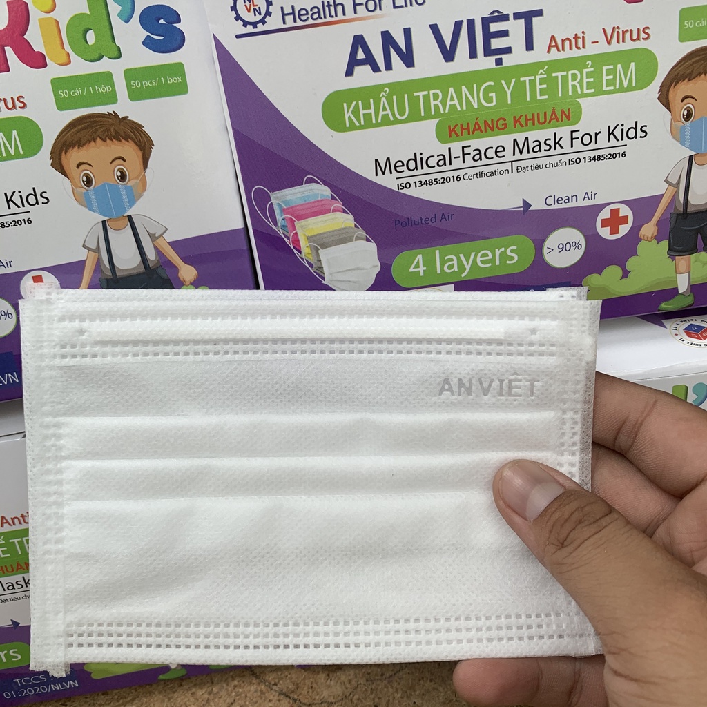 khẩu trang y tế trẻ em màu trắng, hàng chất lượng tốt, có giấy chứng nhận, hộp 50c 4 lớp | BigBuy360 - bigbuy360.vn