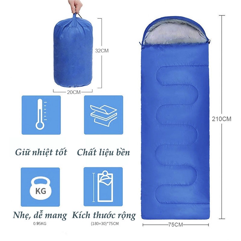 Túi ngủ văn phòng - du lịch - cắm trại - dã ngoại - đi phượt, túi ngủ mùa đông cho người lớn
