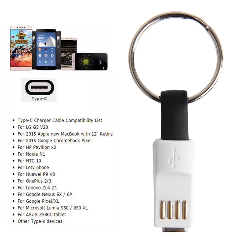 Dây Cáp Sạc Truyền Dữ Liệu Từ Tính Type-C Sang USB 2 0 Dài 9CM Có Móc Khóa Tiện Dụng