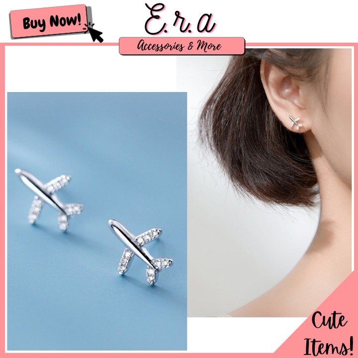 Bông Tai Nữ Bạc 925 Cao Cấp ERASHOP 075505 - Máy Bay Siêu Dễ Thương, Đơn Giản, Đeo Hằng Ngày, Đi Học, Đi Chơi, Rẻ Đẹp