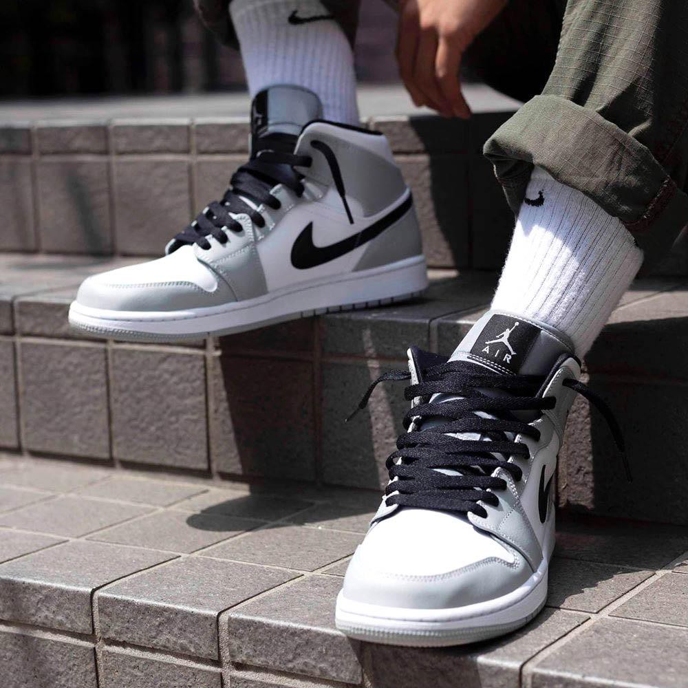 Giày thể thao sneaker jordan xám 𝐍𝐈𝐊𝐄 bóng rổ thân giày da đế cao su đúc cổ cao đế cao 4cm