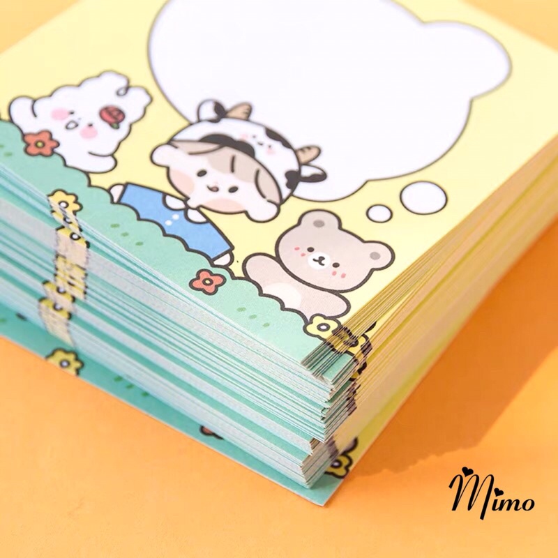 Hộp giấy note ghi chú cute, giấy ghi chú hộp sữa dạng rút 100 tờ kích thước 5*5cm