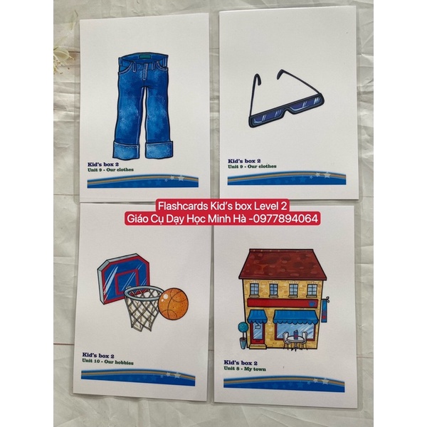 Flashcard Tiếng  Anh Kid’s Box Level Starter -1-2-3-4 thiết kế 2 mặt ép plastics