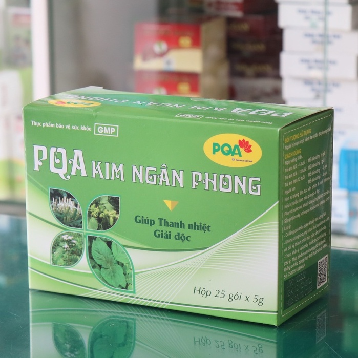 PQA Kim Ngân Phong – Hỗ trợ làm giảm mụn nhọt ngoài da do nóng nhiệt, giải độc, thanh nhiệt cơ thể (hộp 25 gói x 5g)