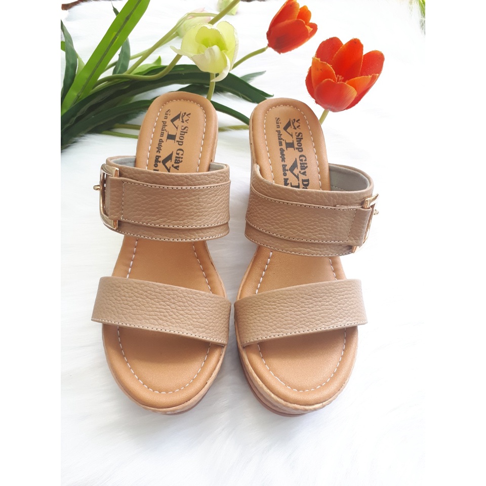 Dép đế xuồng nữ da bò thật .Cao 9 phân D003 VI VI