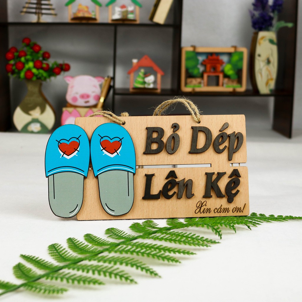Biển bảng gỗ decor BỎ DÉP LÊN KỆ - trang trí gia đình - trang trí phòng ngủ - văn phòng làm việc( tặng kèm móc treo)