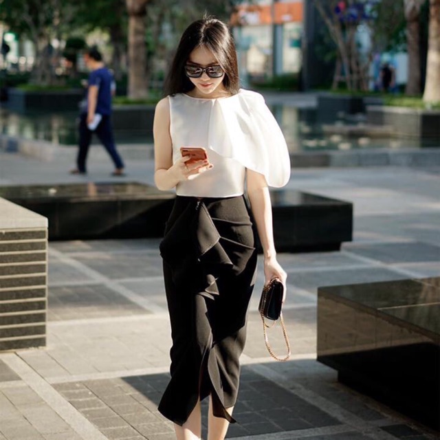 JANGMI - SET ÁO CAPE - CHÂN VÁY BÈO CỰC SANG
