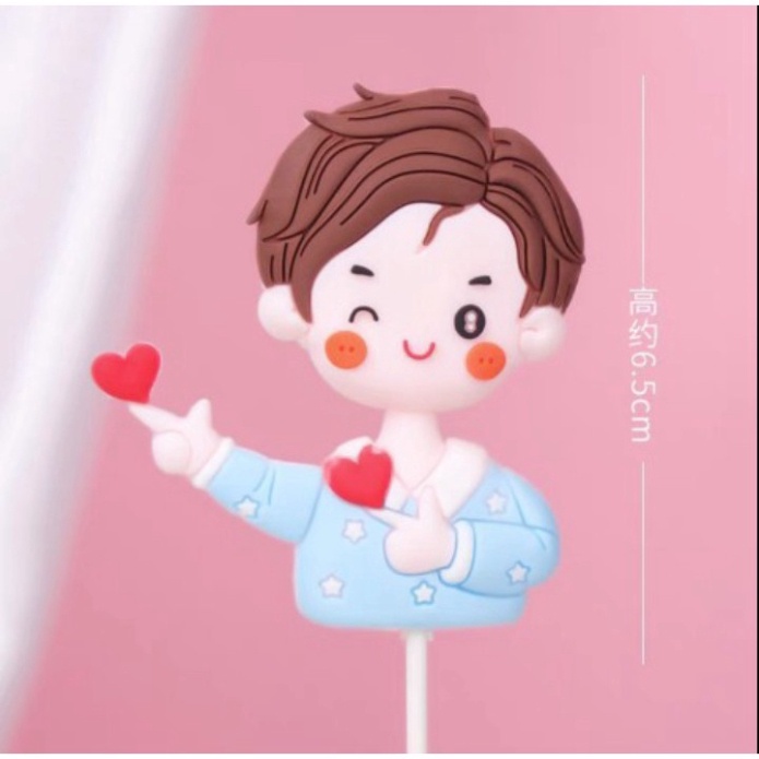 trang trí bánh kem sinh nhật [FREESHIP❤️]  que cắm nhựa dẻo cặp đôi tình nhân