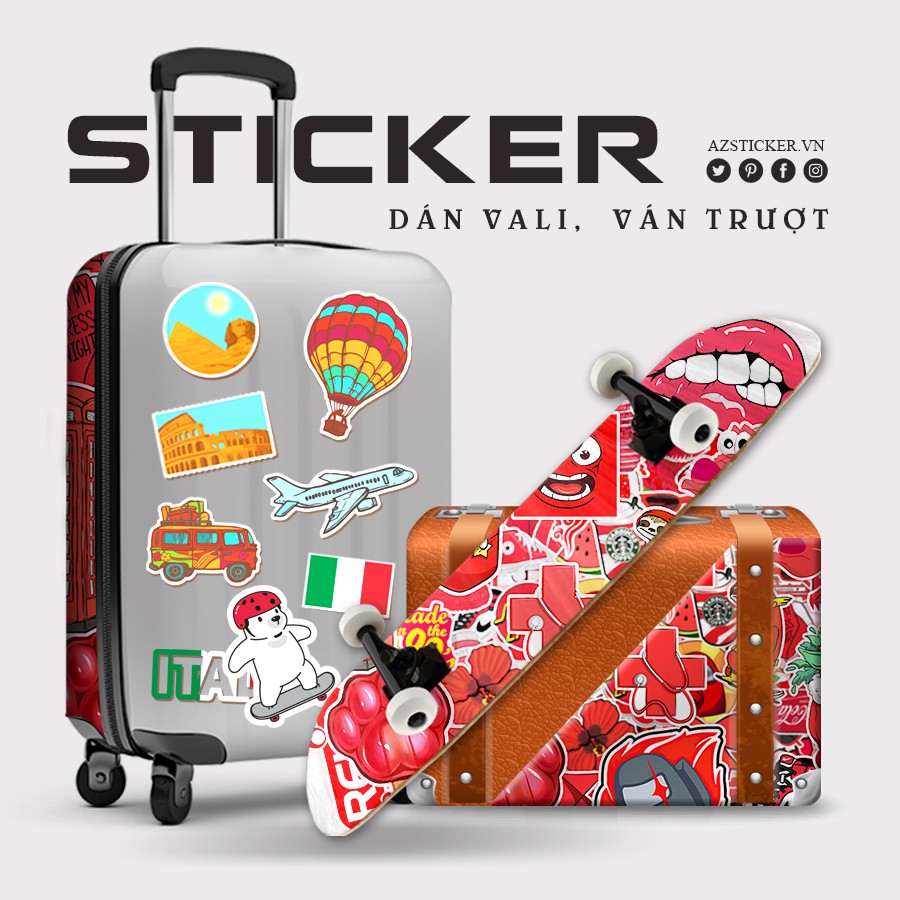 Sticker Đỏ Dán Mũ Bảo Hiểm Chống Nước Cắt Sẵn Từng Hình | STK47 | Hình Dán Trang Trí Laptop Điện Thoại Đàn Vali Macbook