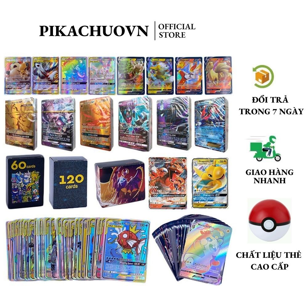 Thẻ Pokemon Bộ ( 60 100 120 200 ) Loại Thẻ Bóng Cao Cấp Nhiều Loại