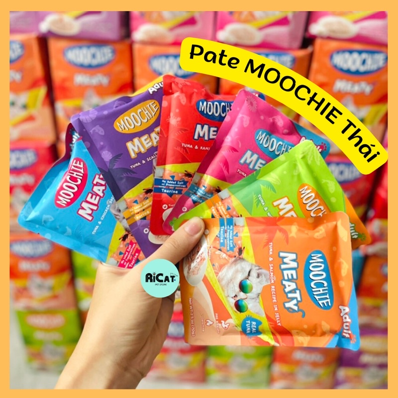 Pate MOOCHIE Meaty cho Chó/ Mèo Nội địa Thái Cá Ngừ Tươi Mix Topping Gói 70g