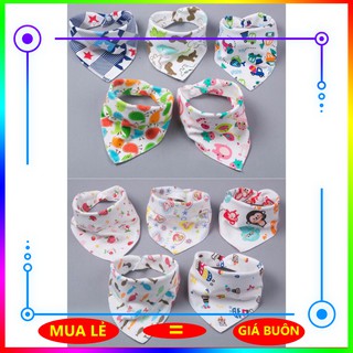 [SIÊU RẺ] khăn yếm tam giác cotton có cúc bấm cho bé, yếm trẻ em sơ sinh bé trai, gái 2 lớp quàng cổ