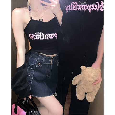 Set Áo Thun Tay Ngắn + Áo Hai Dây In Chữ Thời Trang Cho Cặp Đôi