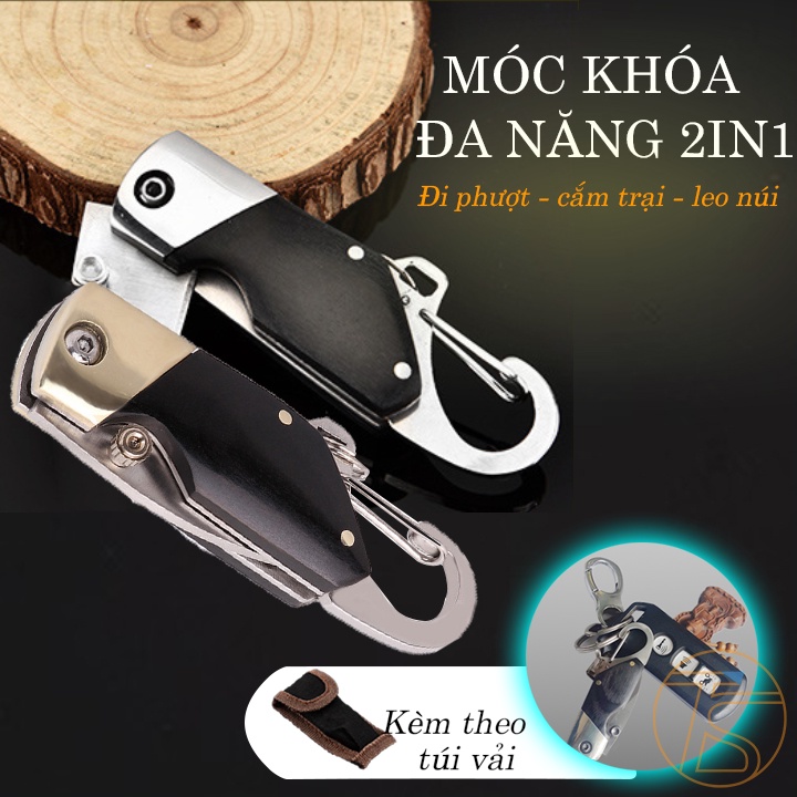 Móc Chìa Khóa Gấp Gọn TS20 Đa Năng 2in1 - Móc Khóa Đi Phượt, Cắm Trại, Du Lịch