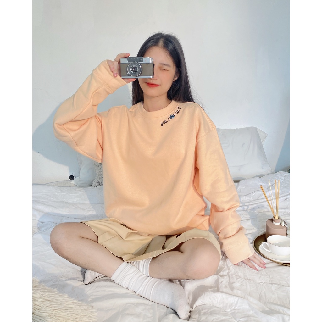 Áo nỉ Sweater You can do it form rộng ulzzang - Made by Fiin