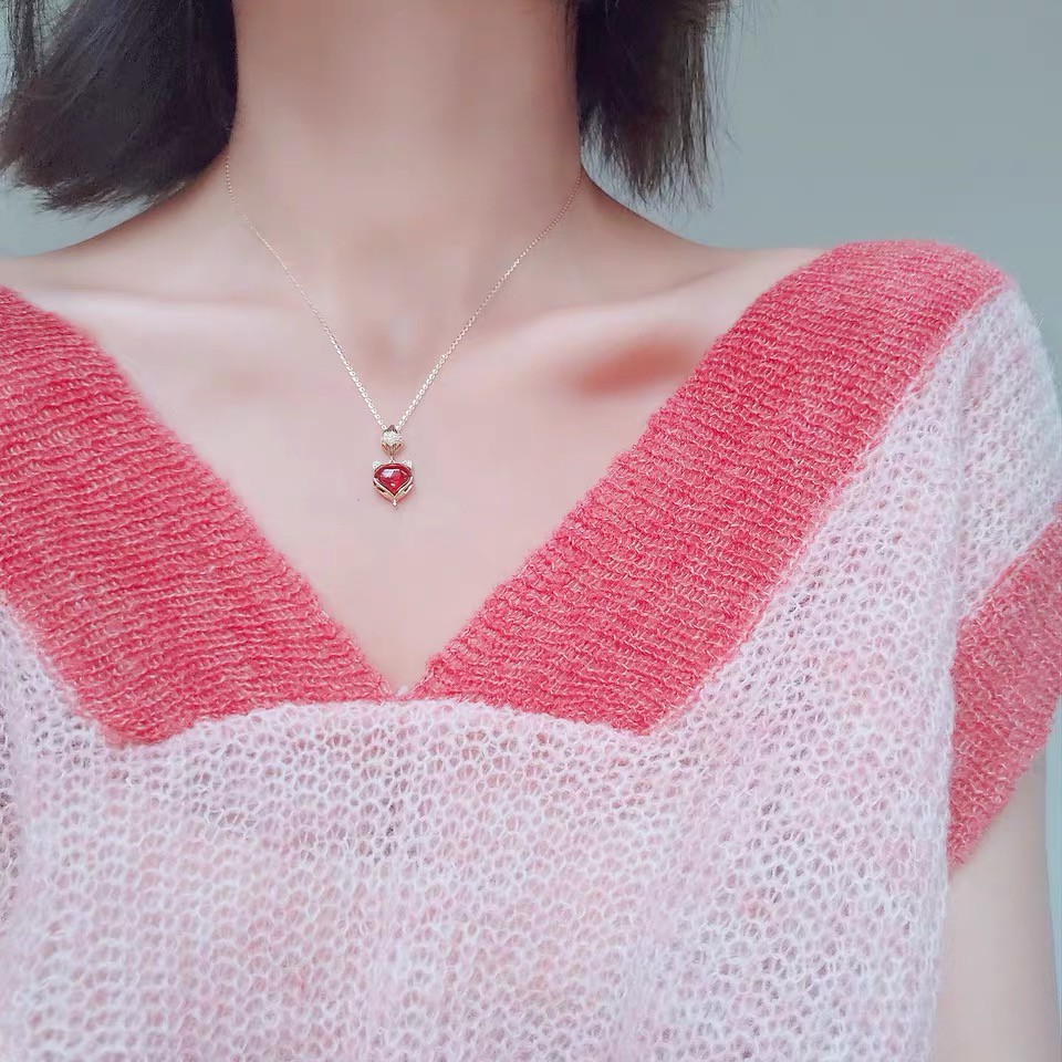 Dây Chuyền Bằng Thép Titan Mạ Vàng 18K Mặt Hình Cáo Màu Sắc Thời Trang