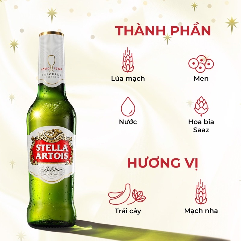 Bia Stella Artois Thùng 24 Chai 330ml Nhập Khẩu Chính Hãng