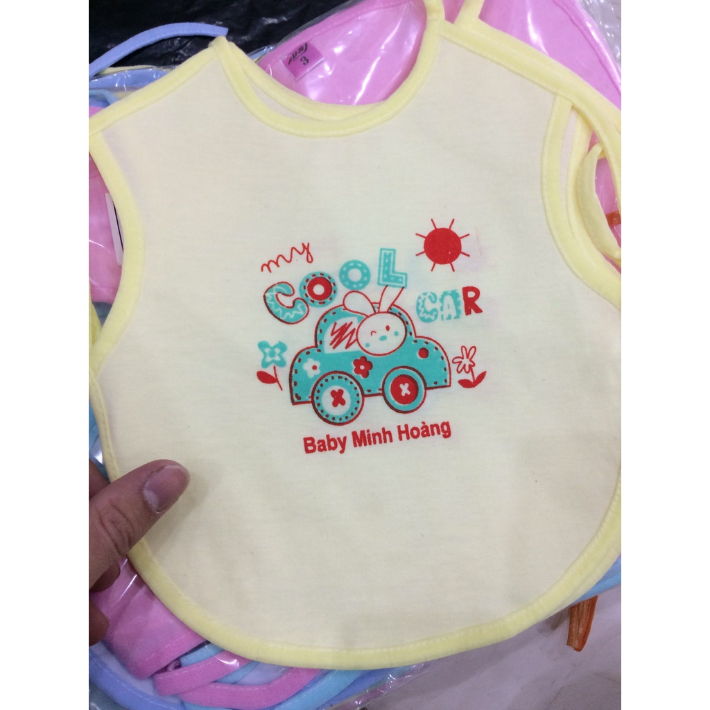 Set 5 yếm cotton xỏ tay, buộc dây in hình dễ thương cho bé