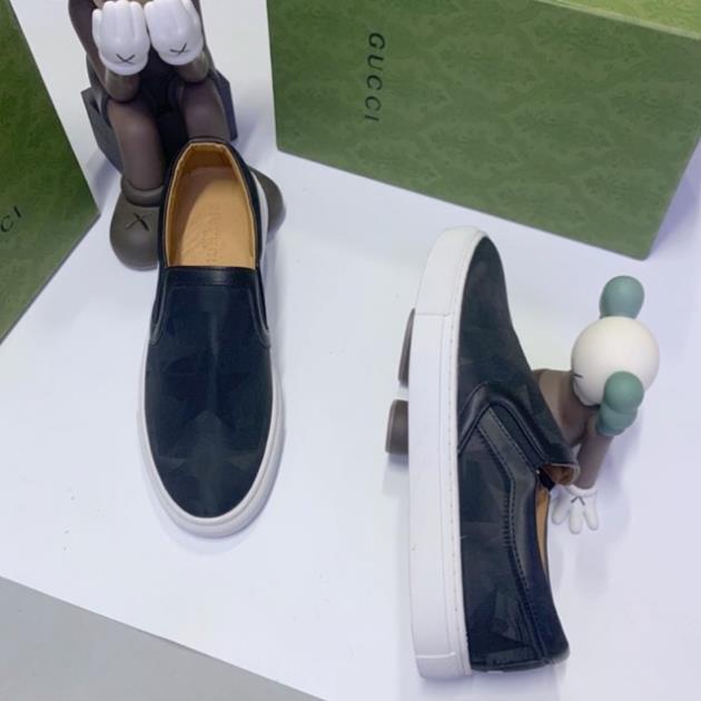 sale 12-12 Giày slipon nam da bọc vải dệt vân sao cao cấp
