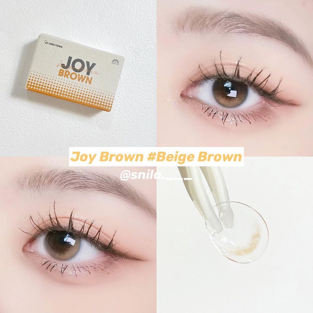 Lens Vân Nước JOY BEIGE BROWN Áp Tròng Tự Nhiên Nội Địa Hàn LENSTOWN HSD 1 Tháng Ẩm Cao Phù Hợp Mắt Nhạy Cảm