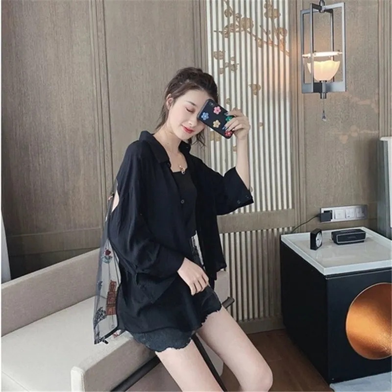 Áo Sơ Mi Tay Dài Chống Nắng Phối Lưới Thêu Họa Tiết Thời Trang Cho Nữ