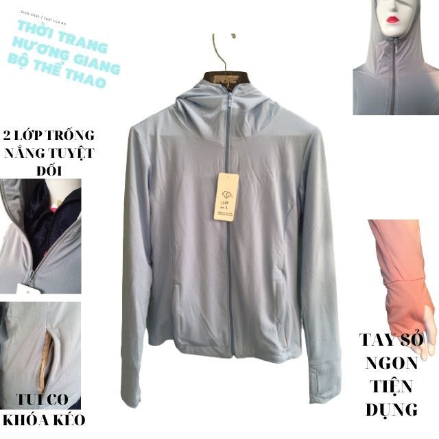 Áo chống nắng 2 lớp nữ hàng vải thông hơi kim cương | BigBuy360 - bigbuy360.vn