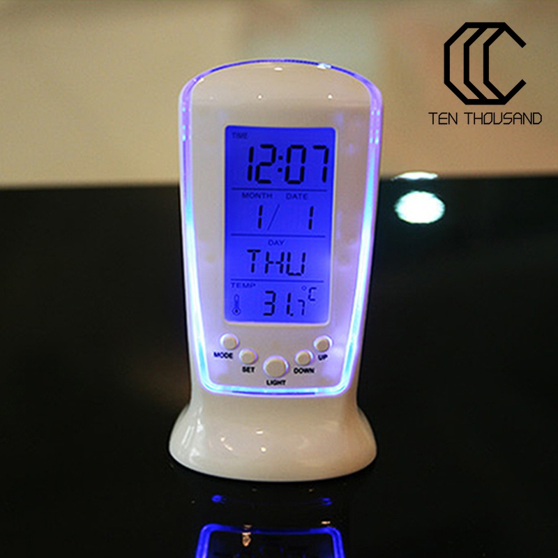 ♋Đồng Hồ Báo Thức Hiển Thị Lịch Đèn LED ABS Để Bàn