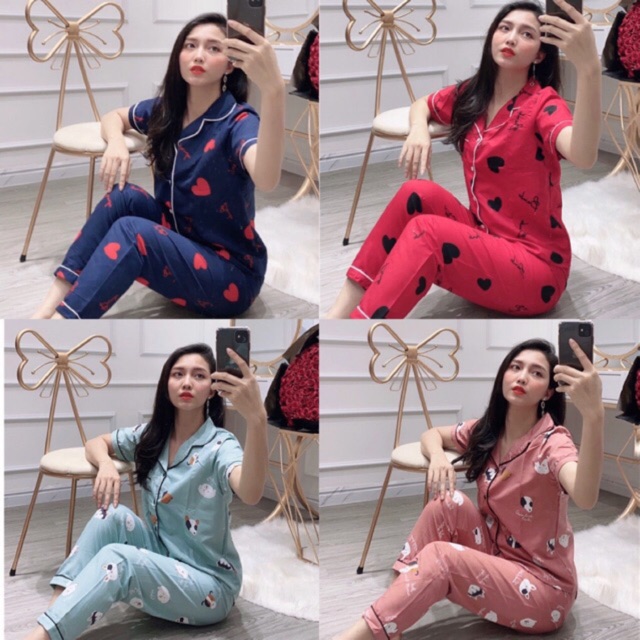 [Mã 11FASHIONSALE giảm 12% đơn 99K] Bộ ngủ pijama tay ngắn quần dài siêu xinh