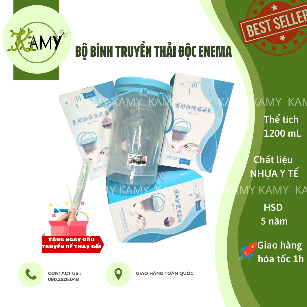 Bình truyền thải độc Cafe đại tràng có Cảm Biến Nhiệt Độ Thông Minh 1200ml