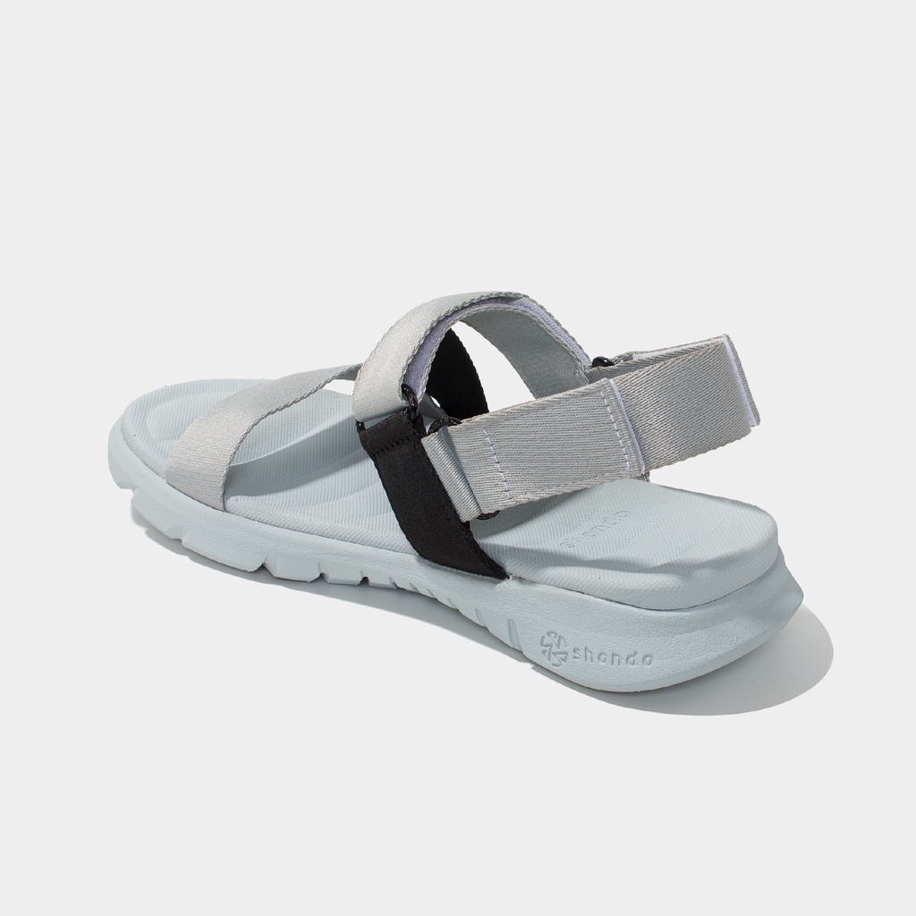 Giày Sandals Nam Nữ Shondo F6 Đế Xám Phối Quai Đen F6S2011