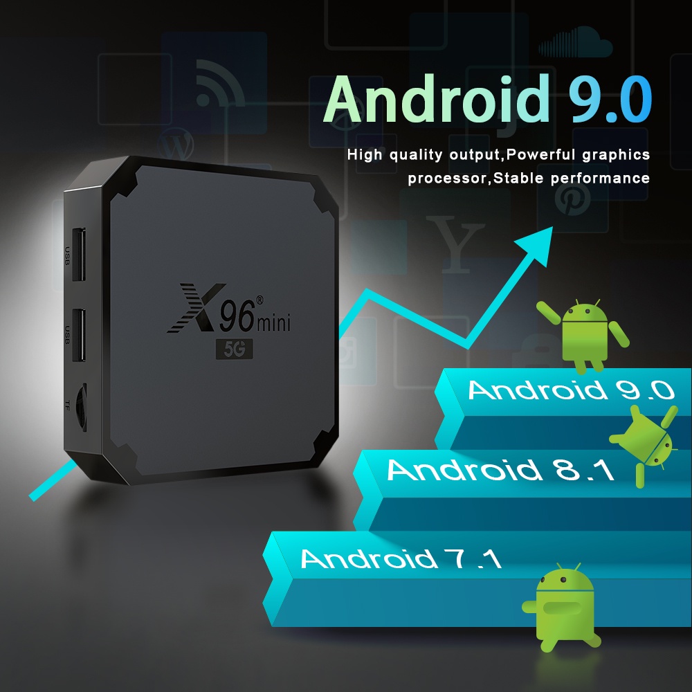 ANDROID TVBOX X96 MINI 5G |CHẠY ANDROID TV 9 CHIP AMLOGIC S905W4 RAM 2GB