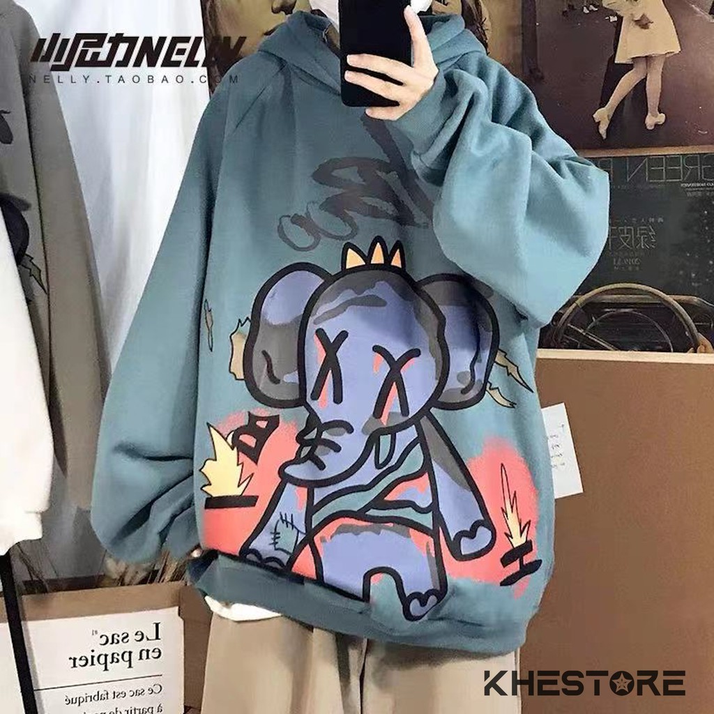 Áo Hoodie Khestore Con Voi , Áo Hoodie Nam Nữ From Rộng , Hoodie nỉ bông