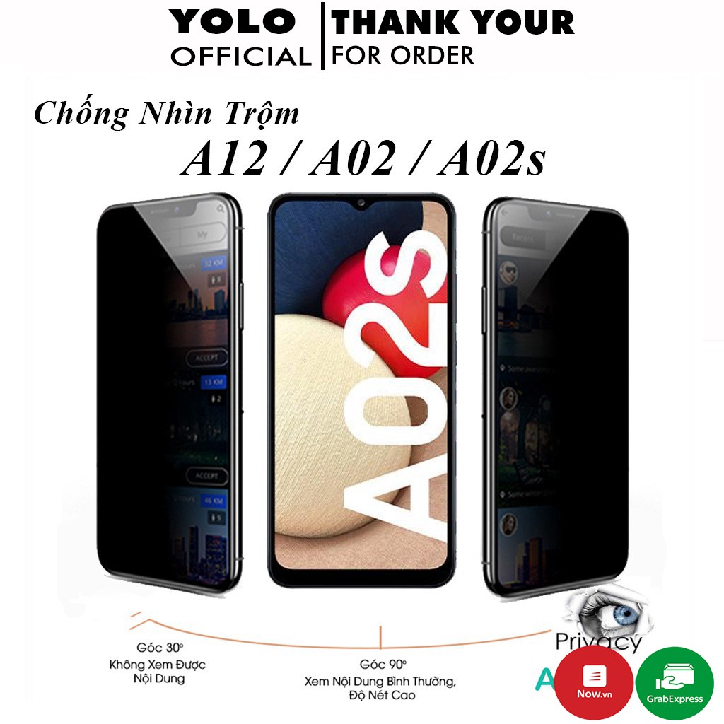 Cường lực samsung  A02 A02s A12 Chống Nhìn Trộm Full Màn Cảm ứng mượt Tặng kèm khăn lau