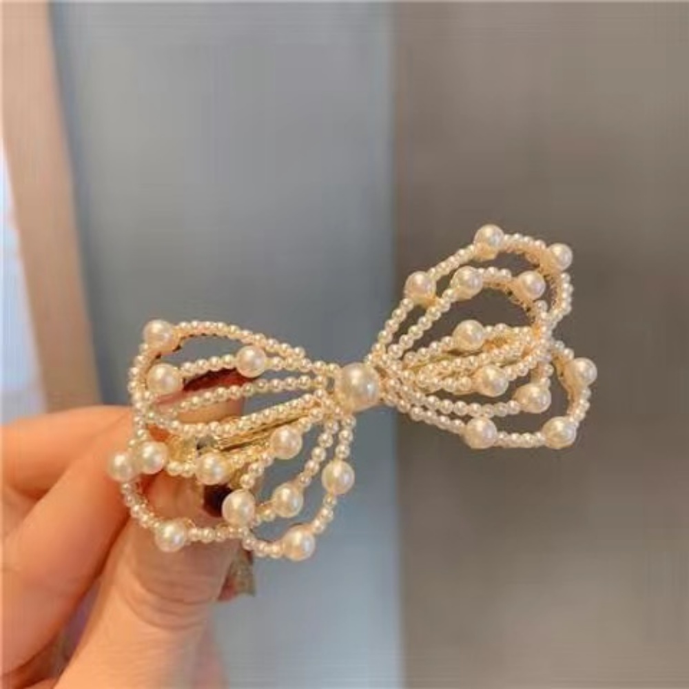 Kẹp Tóc Hình Bướm Đính Đá &amp; Ngọc Trai Giả Thời Trang Kiểu Hàn Quốc 1 Cái