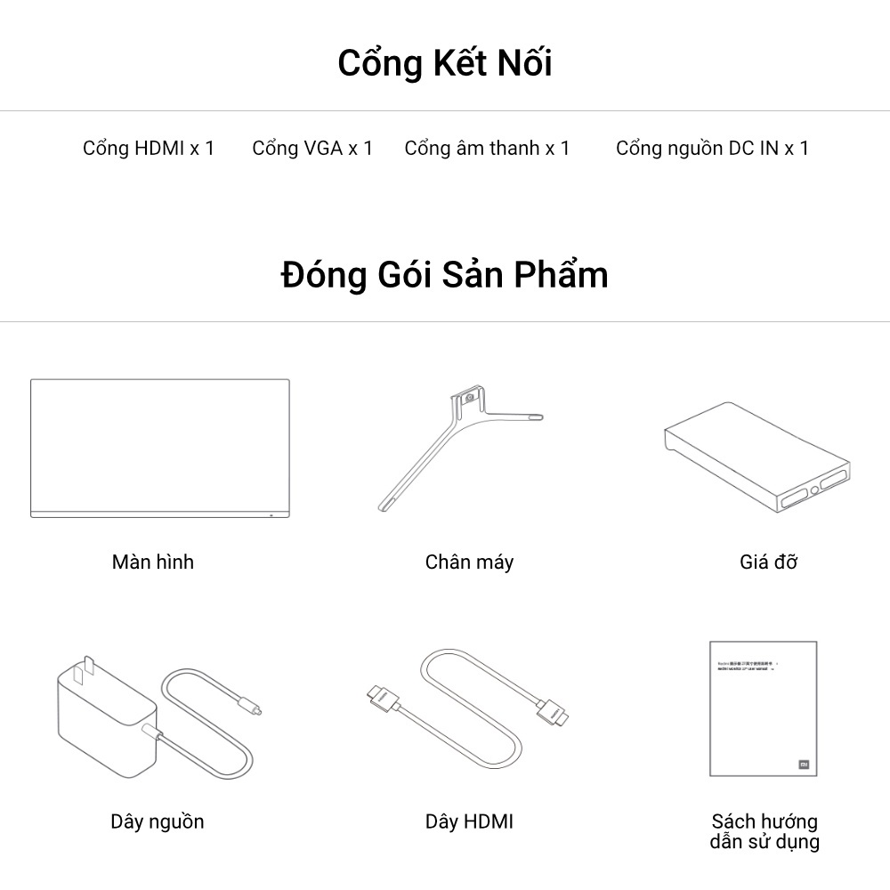 Màn hình máy tính Xiaomi Redmi 27&quot; 75Hz ISP Full HD 1920x1080 HDMI thiết kế viền mỏng 3 cạnh cùng