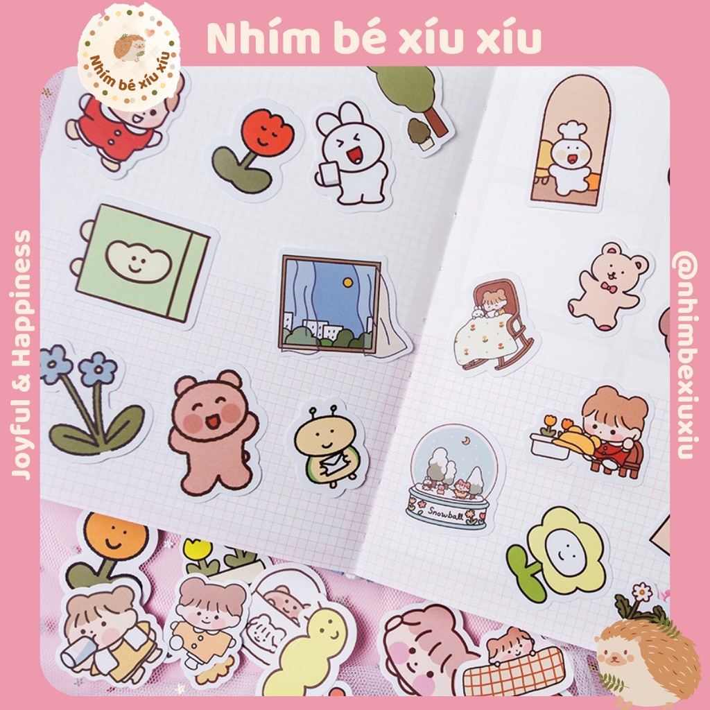 Set 100 sticker hình dán NHIỀU MẪU siêu dễ thương Nhimbexiuxiu VT346