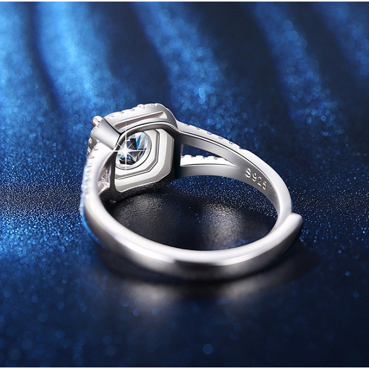 Nhẫn Cưới Bạc S925 1 Carat Moissanite Hình Tròn Rỗng Cho Nữ