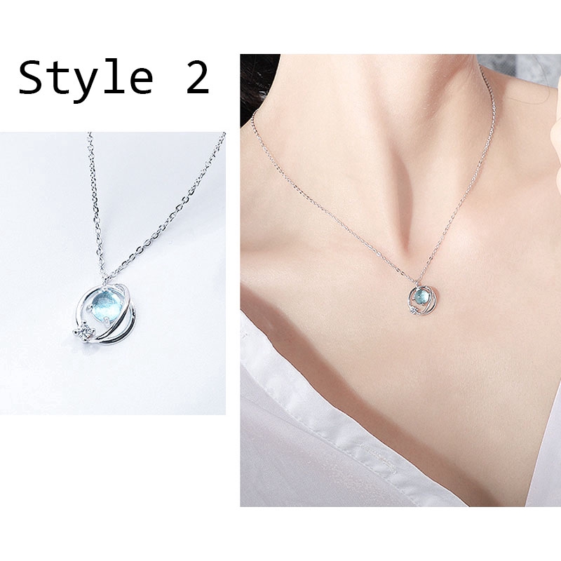 Vòng cổ MặT Đá Sapphire Xanh ThờI Trang Cho Nữ
